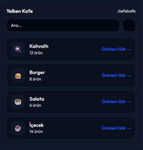 Menulu Kategoriler ve Ürün Yapısı